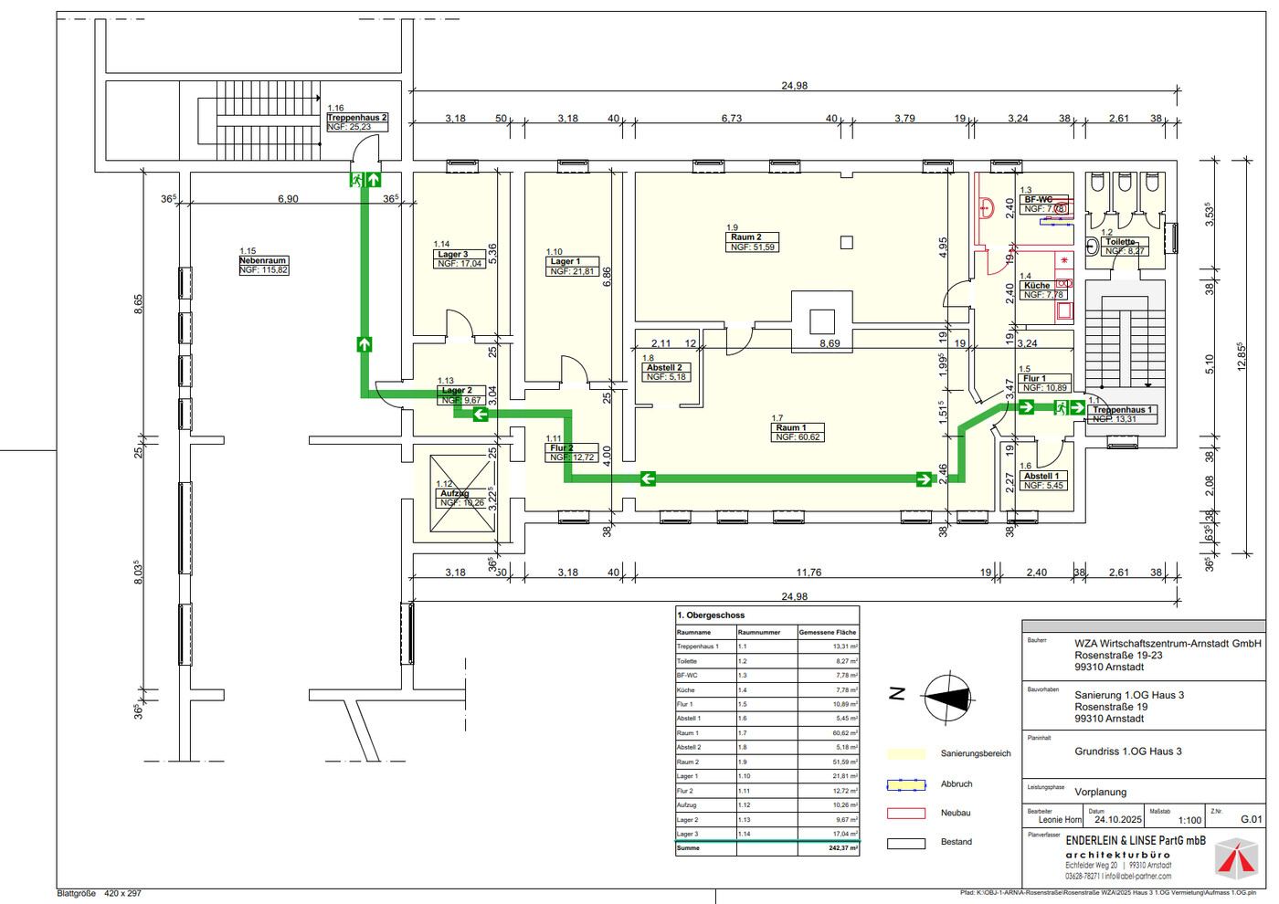 Grundriss 1. OG Variante 1, Quelle: Enderlein & Linse Part GmbH Architekturbüro